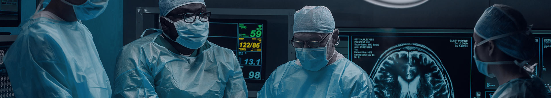 Surgeons with multiple monitors
